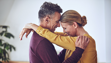 Man and woman hugging