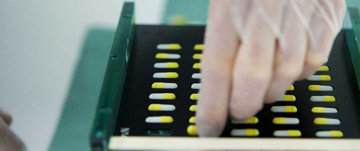sorting yellow and white pills