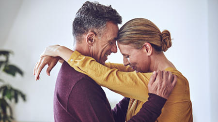 Man and woman hugging